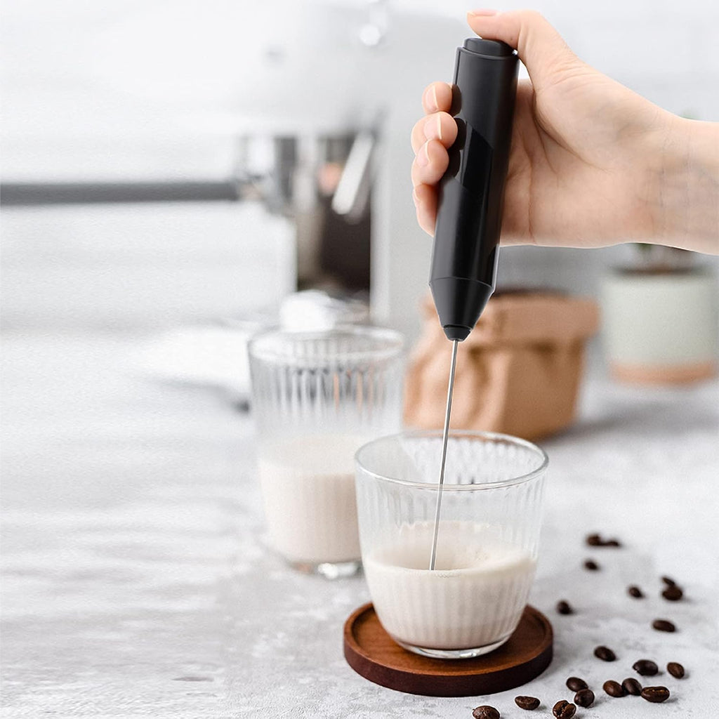 Milk Frother Handheld, Electric Frothers, Coffee Frother Mini Whisk, Foam Maker, Drink Mixer for Coffee, Milk, Lattes, Cappuccino Cream Matcha (Black)