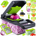 Vegetable Chopper, Pro Onion Chopper, 14 in 1Multifunctional Food Chopper, Kitchen Vegetable Slicer Dicer Cutter,Veggie Chopper With 8 Blades,Carrot and Garlic Chopper With Container (Grey)